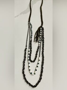 Hand made Braided Swag Khaki Green Necklace 44” Unique